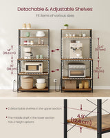 Home Small Rustic Brown Baker's Rack with 4 AC Outlets R8K6 - product image 8