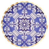 Moroccan Nights Round Bordered Trimmed Paper Disposable Dinner Plates, Blue/Gold, Tile, 10-in, 8-pk, for Mother's Day/Easter W4J2 - product image 1