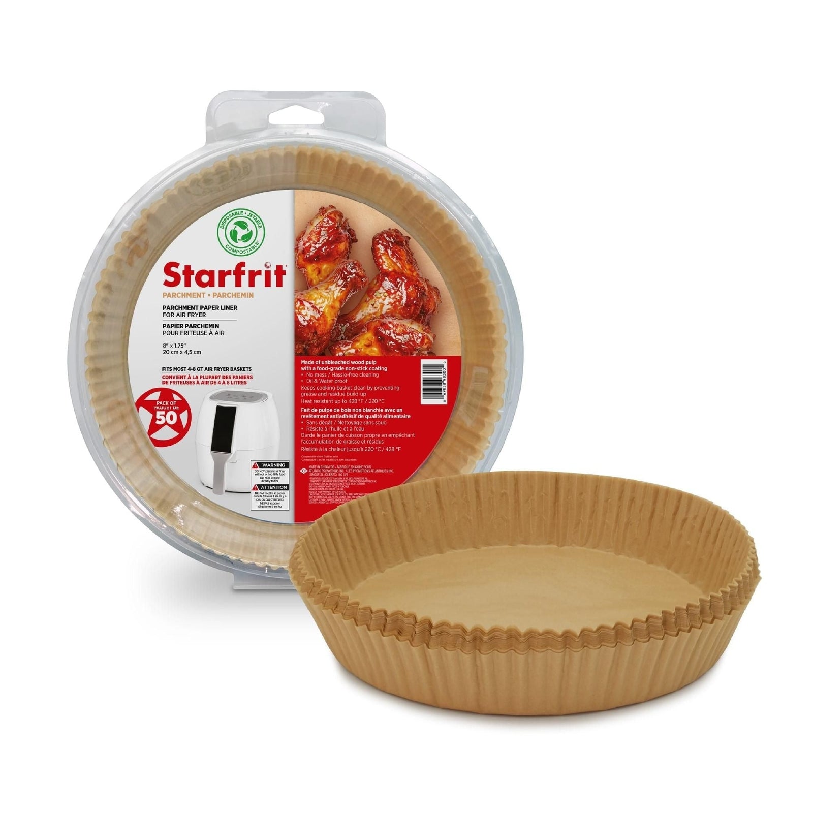 Round Non-Stick Parchment Paper Air Fryer Liner, 50-pk V4W1 - product image 2