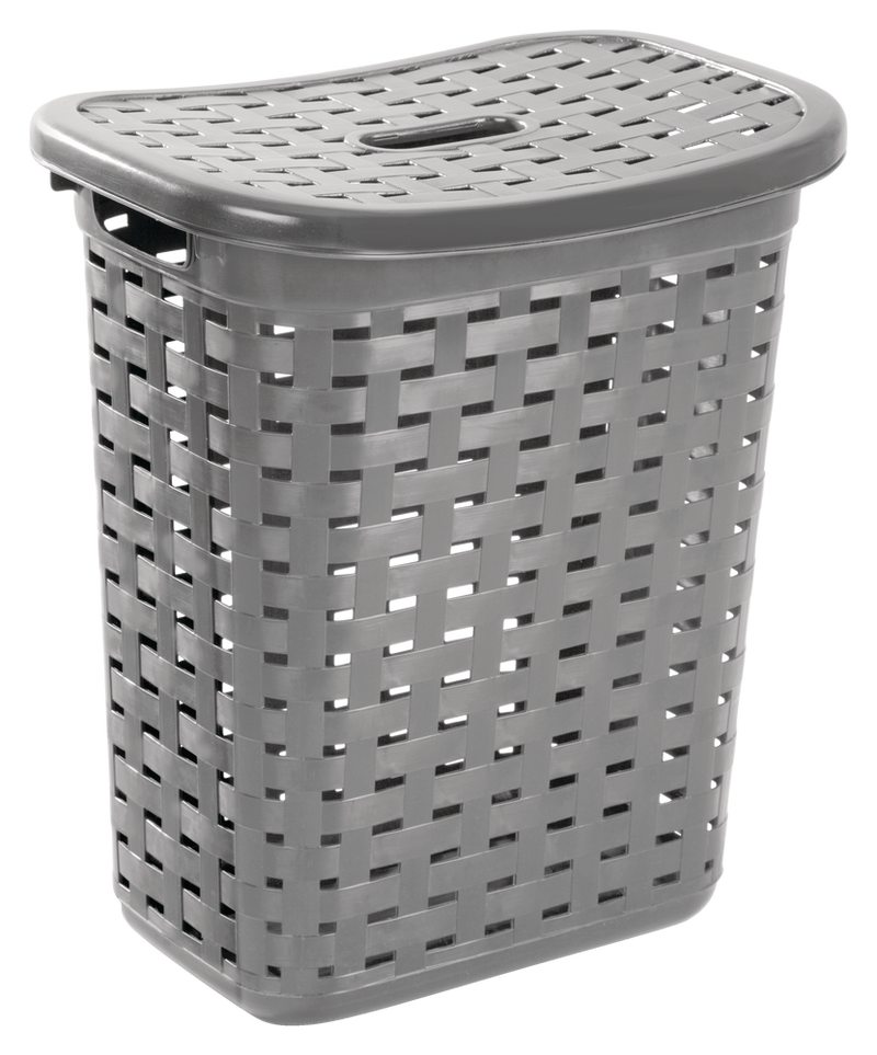 Weave Laundry Hamper, Plastic, Grey N0S5