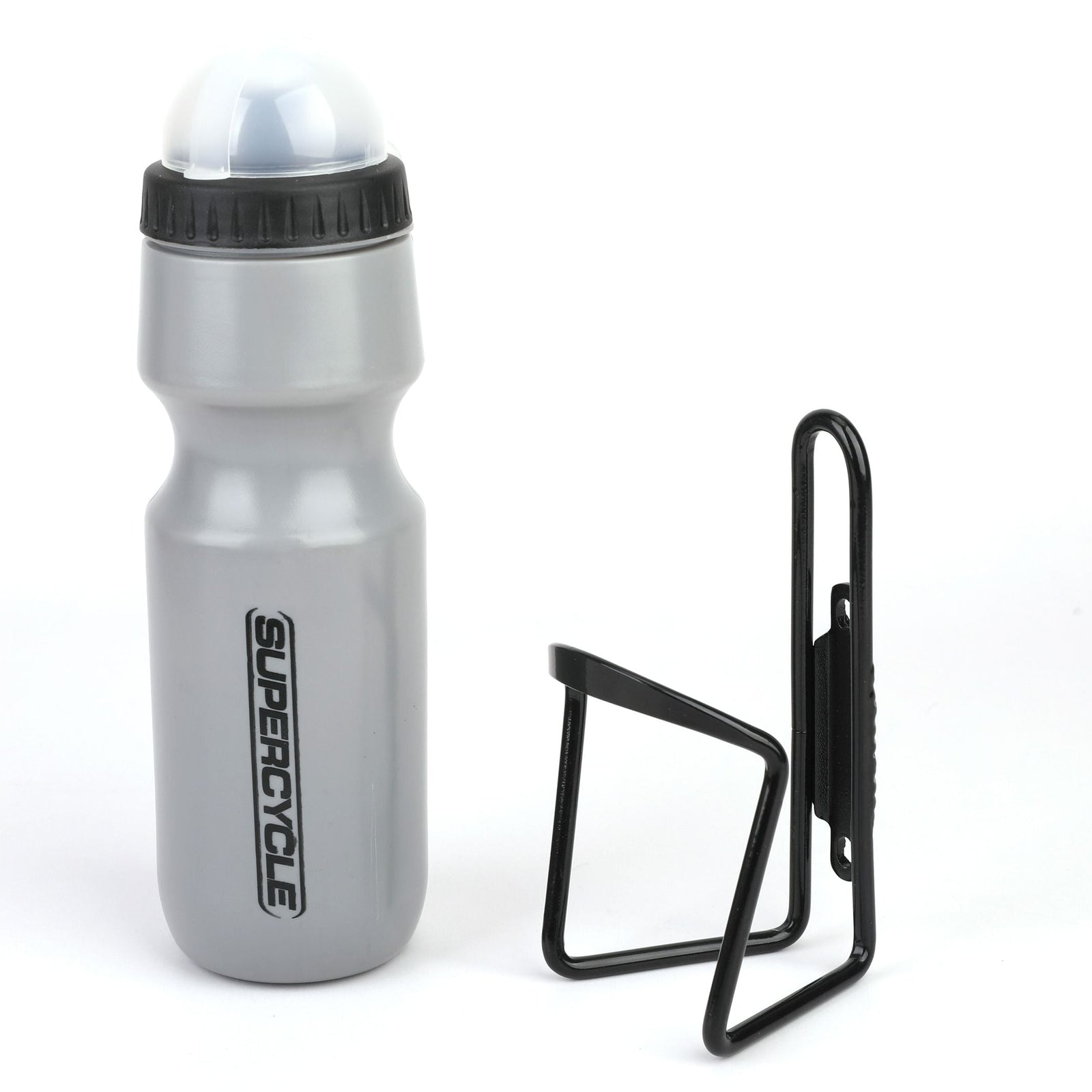 Wide Mouth Self-Sealing Bike Water Bottle withCage/Holder, BPA Free, Silver, 21-oz X2Q6 - product image 1