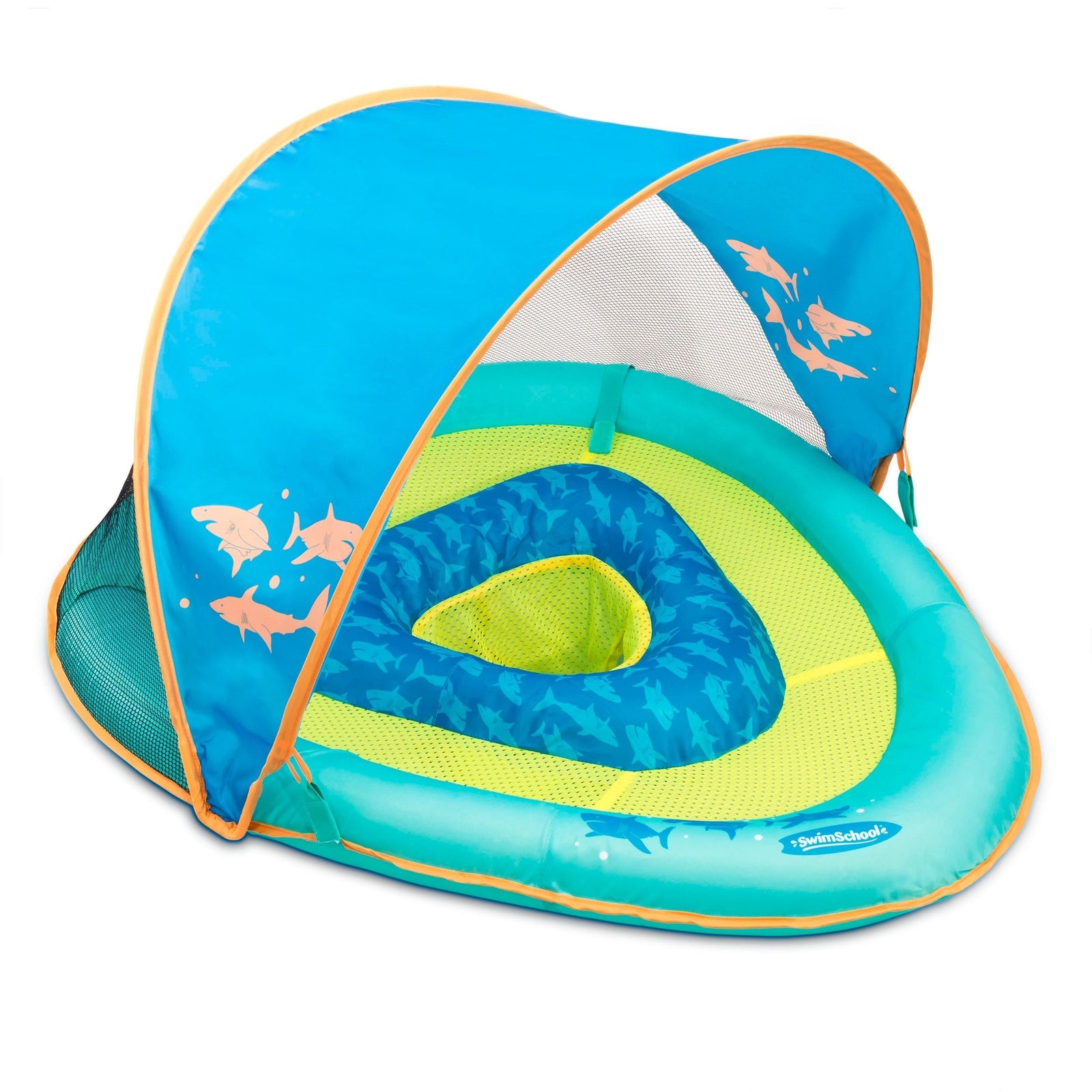 Grow-with-Me Inflatable UV-Protected Baby Swim Float/Boat with Canopy, Blue, Ages 6-24 months W7Y3 - product image 1