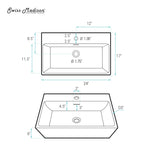 Claire Rectangle Wall-Mount Bathroom Sink, 24-in F3P8 - product image 7