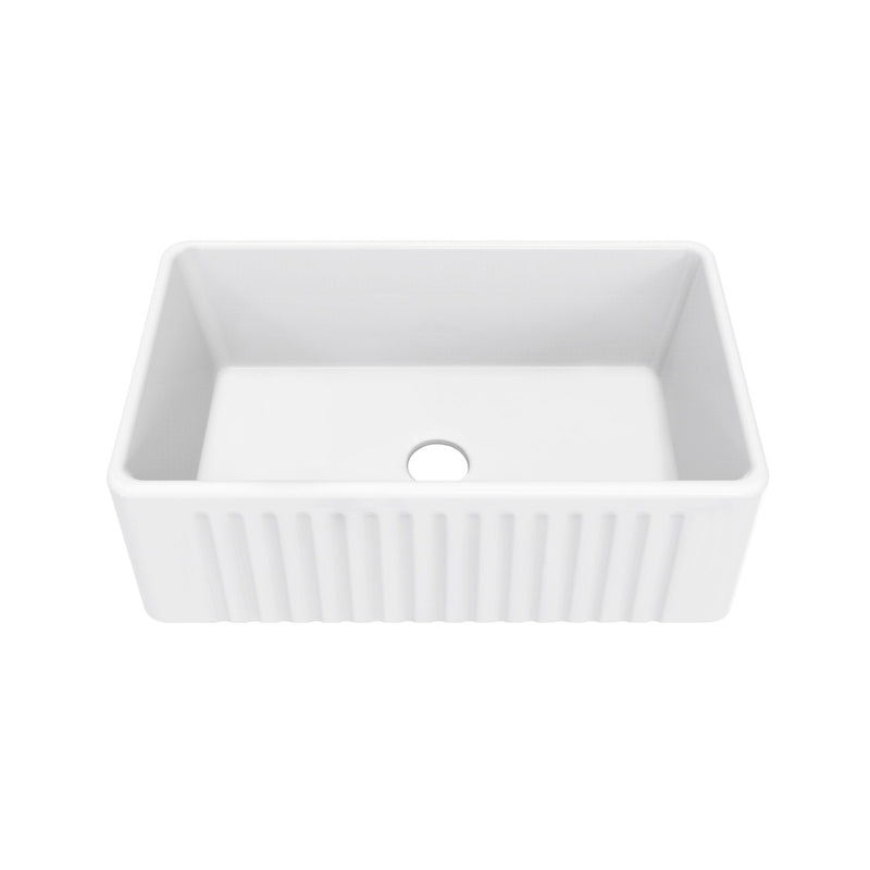 Delice Ceramic Farmhouse Kitchen Sink with Apron, 30-in x 18-in Q2Y6