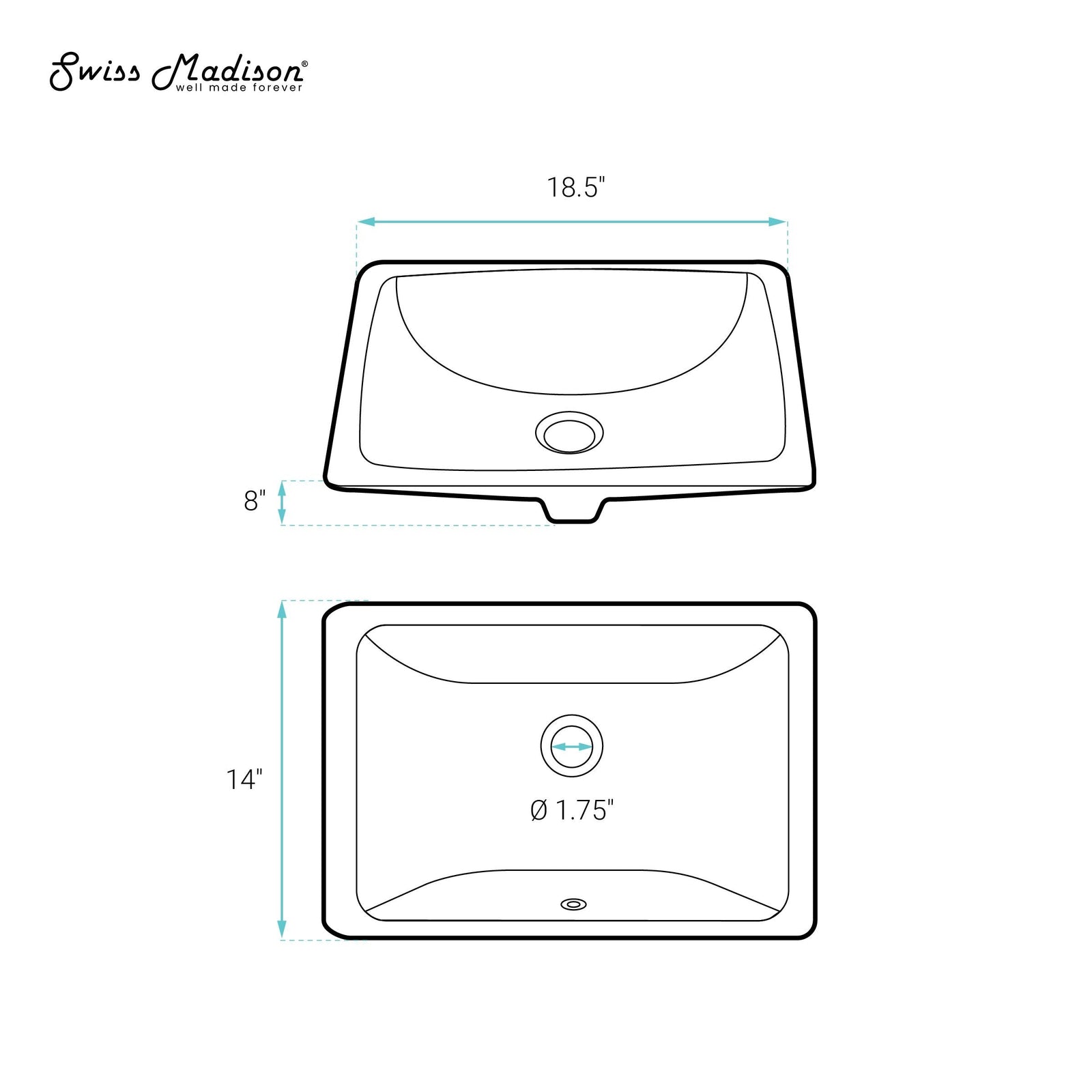 Plaisir 18.5 Rectangular Under-Mount Bathroom Sink Z6W7 - product image 7