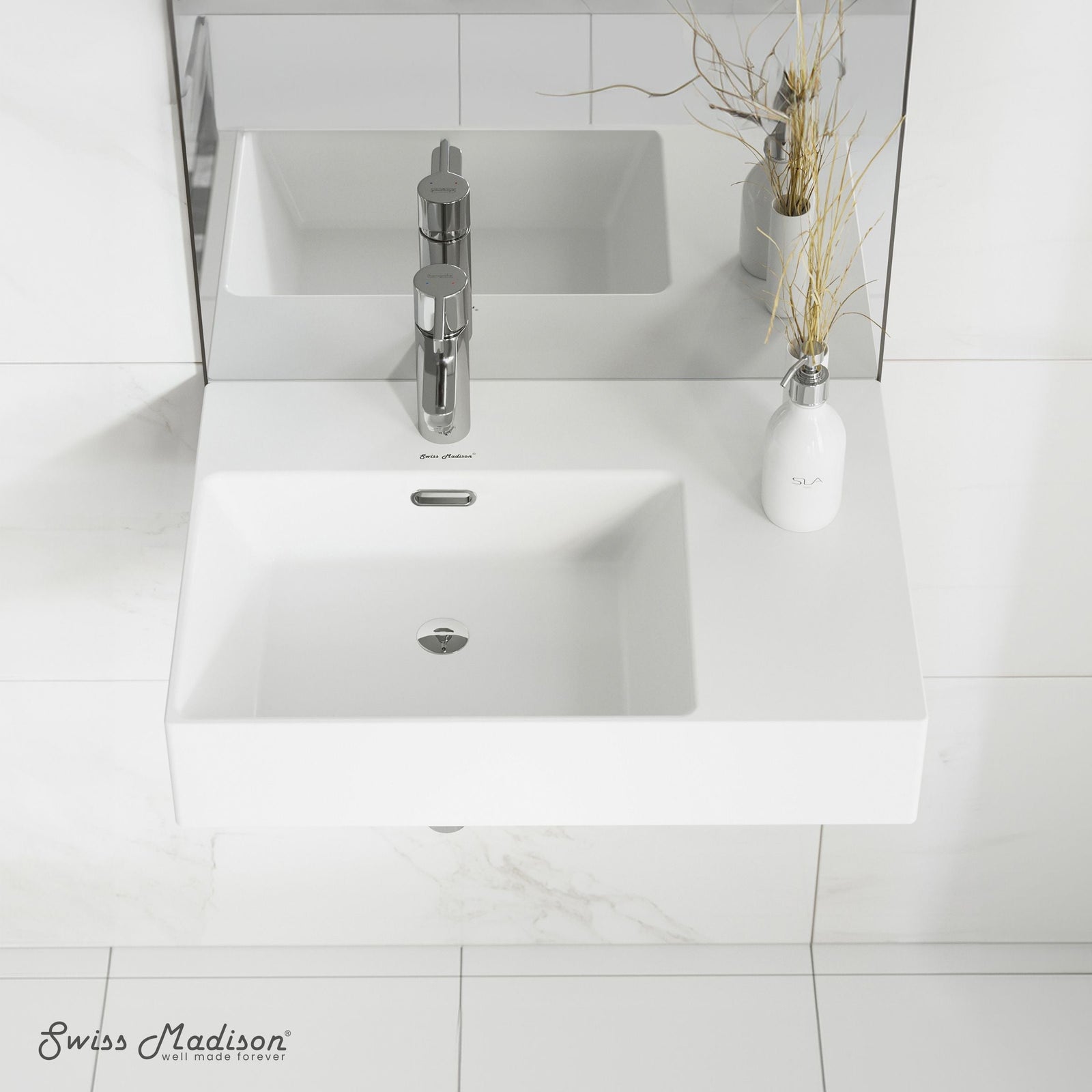 St. Tropez Ceramic Wall Hung Sink with Left Side Faucet Mount, 24-in x 18-in J8J6 - product image 5