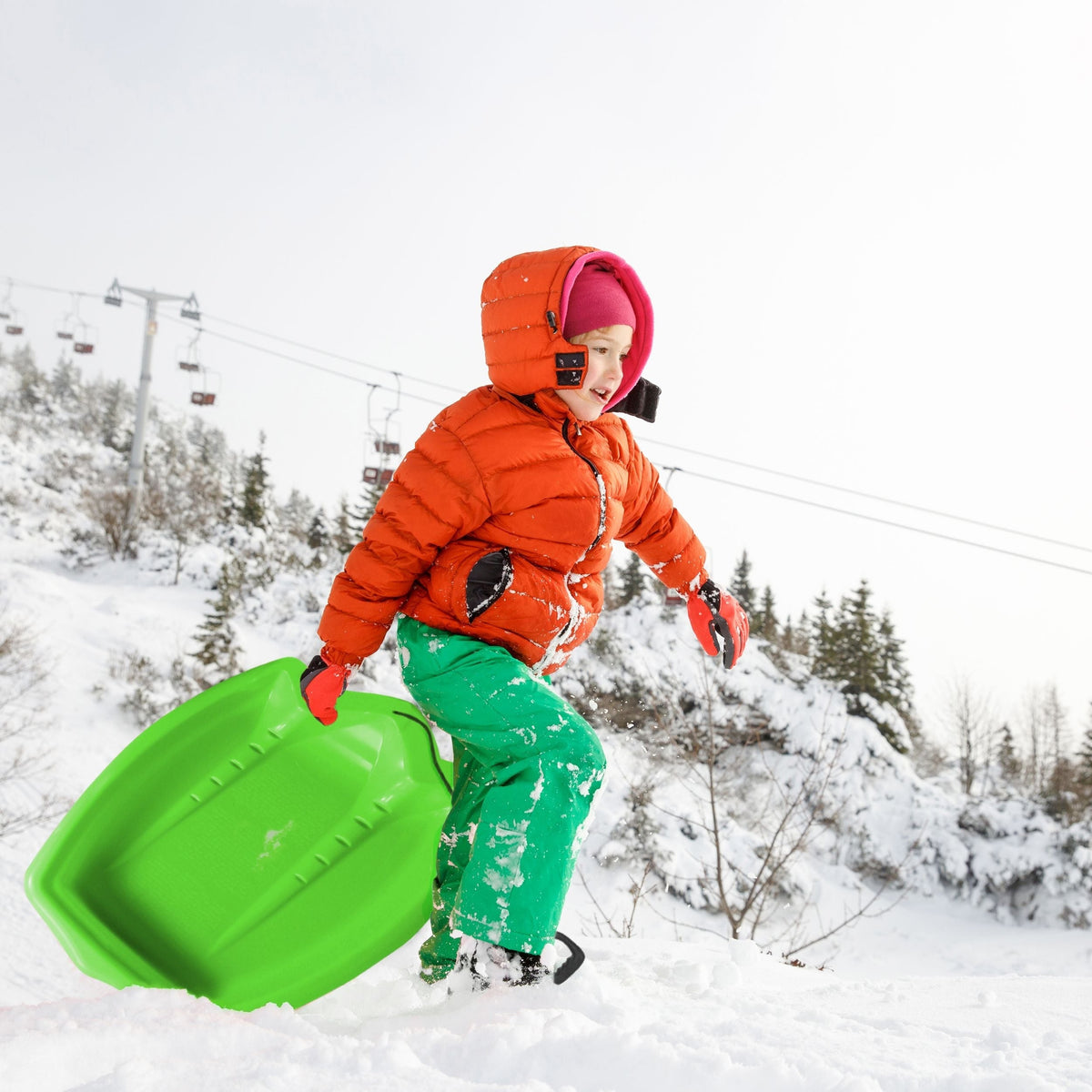 Dinosaur Paw Kids' 1-Person Plastic Winter Snow Sled/Toboggan with Tow Rope A8H5 - product image 6