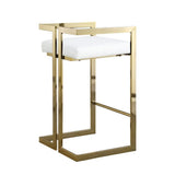 Me Home White Cushioned Harvey Stool with Gold Frame Q8J6 - product image 1