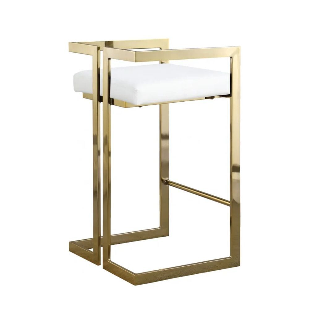 Me Home White Cushioned Harvey Stool with Gold Frame Q8J6 - product image 1
