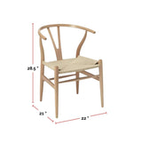 Me Home Wishbone Wood Dining Chair with Woven Seat, Natural W2Z8 - product image 3