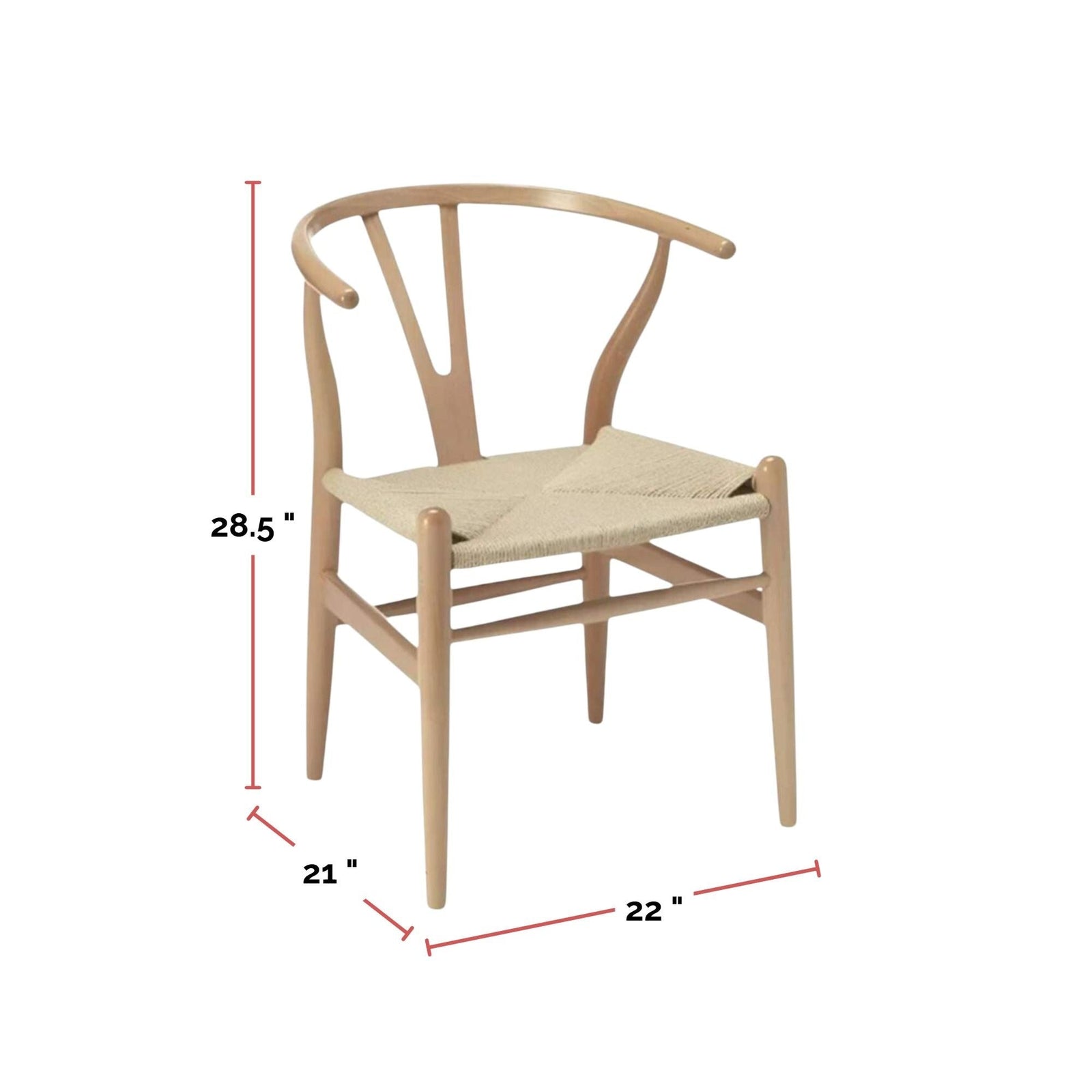 Me Home Wishbone Wood Dining Chair with Woven Seat, Natural W2Z8 - product image 3