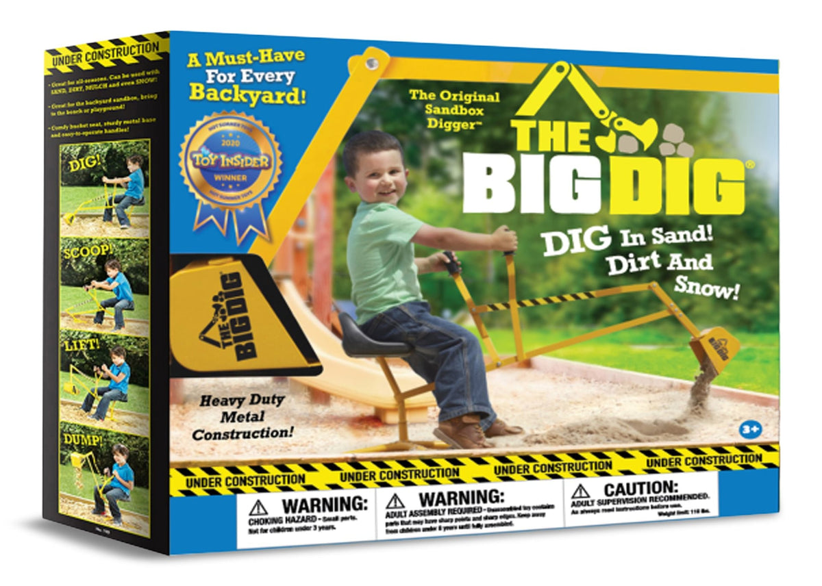 The Big Dig Kids' Ride-On Digger Excavator, Yellow, Ages 3+, for Summer/Backyard Activities X7E5 - product image 1