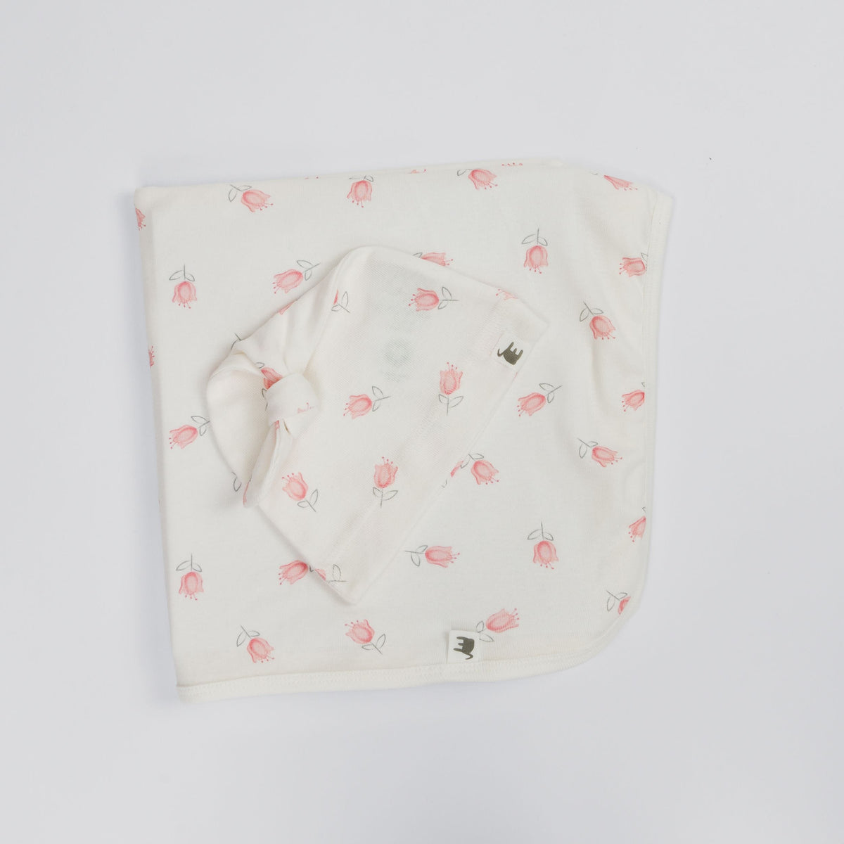 The Elk Baby Tulip Print Premium Organic Cotton Blanket and Beanie Set W1O1 - product image 1