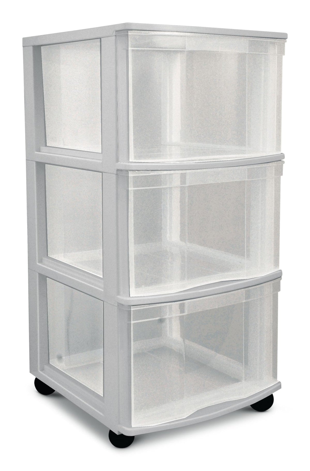 type A Clear Grey Frame 3-Drawer Storage Tower/Cart with Wheels, 26-in L5B0 - product image 1