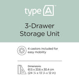 type A Clear Grey Frame 3-Drawer Storage Tower/Cart with Wheels, 26-in L5B0 - product image 3
