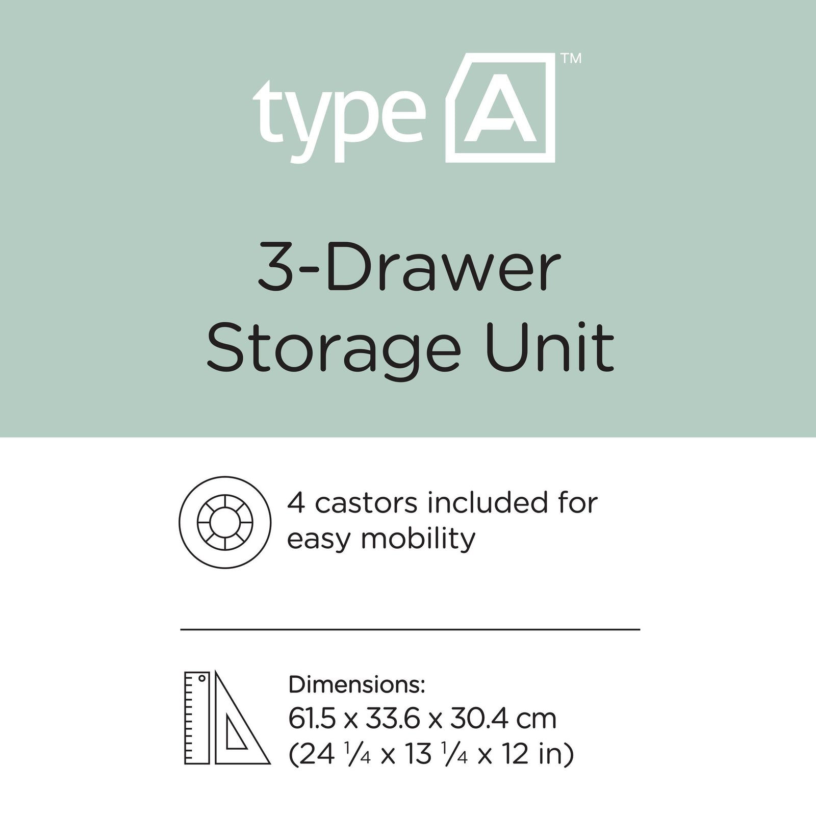 type A Clear Grey Frame 3-Drawer Storage Tower/Cart with Wheels, 26-in L5B0 - product image 3