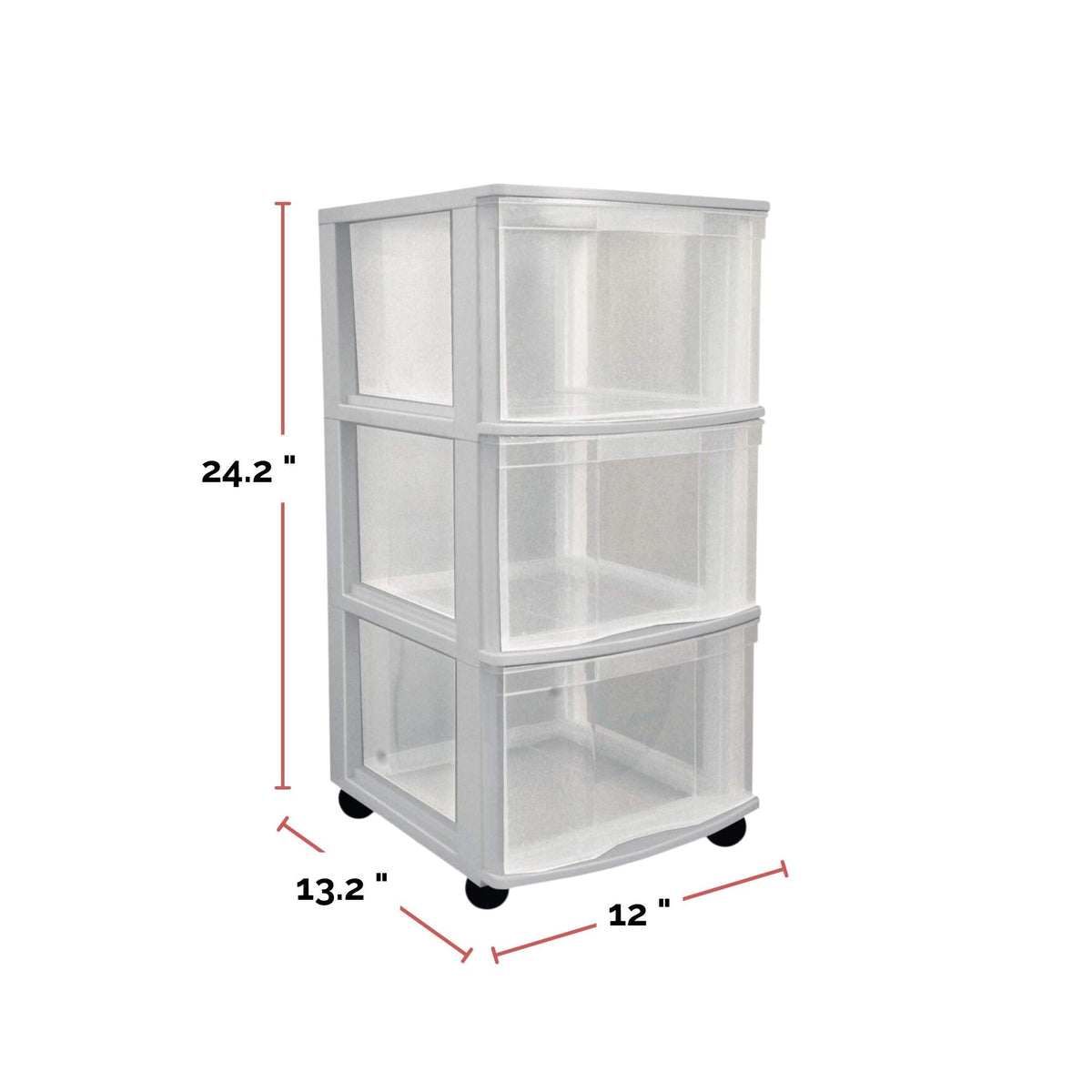 type A Clear Grey Frame 3-Drawer Storage Tower/Cart with Wheels, 26-in L5B0 - product image 4