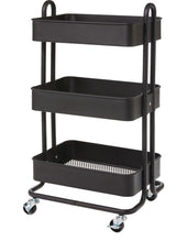 type A Momentum Steel 3-Tier Utility Cart with 4 Wheels Black C1I0 - product image 1