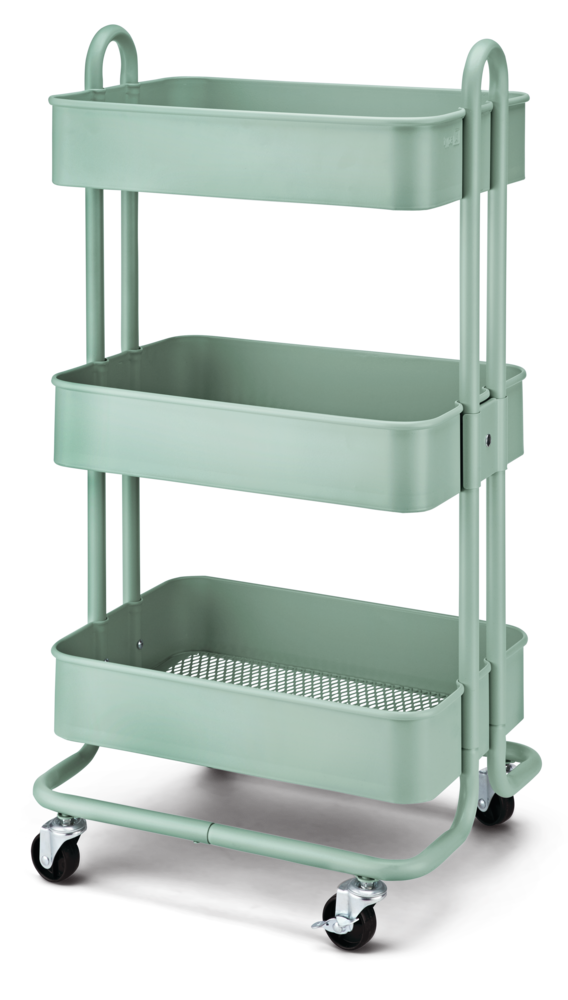 type A Momentum Steel 3-Tier Utility Cart with 4 Wheels, Eucalyptus C2S4 - product image 1