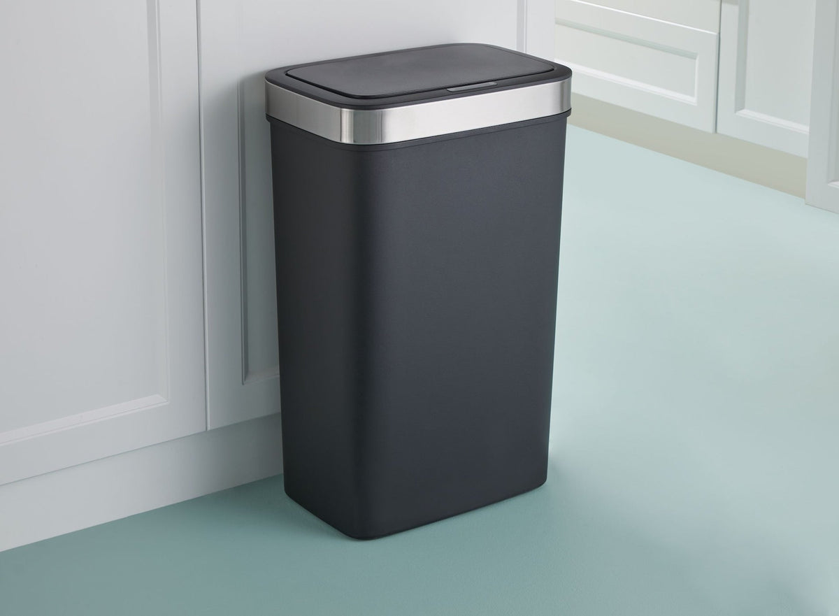 Type A Resin Rectangular Auto Indoor Refuse Bin, Motion Sensor Lid, Black, 50-L T8Q8 - product image 4