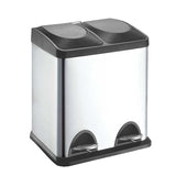 type A Stainless Steel Rectangular 2-Compartment Garbage Can, 2 x 15-L J3N5 - product image 1