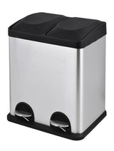 type A Stainless Steel Rectangular 2-Compartment Garbage Can, 2 x 15-L J3N5 - product image 3
