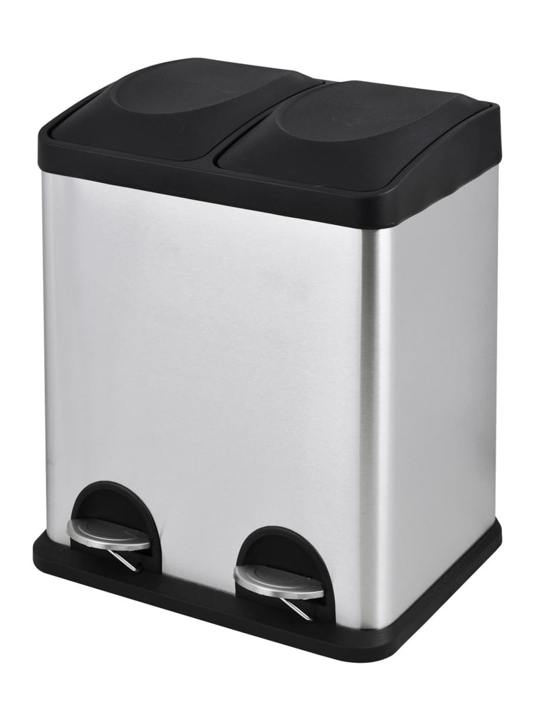 type A Stainless Steel Rectangular 2-Compartment Garbage Can, 2 x 15-L J3N5 - product image 3
