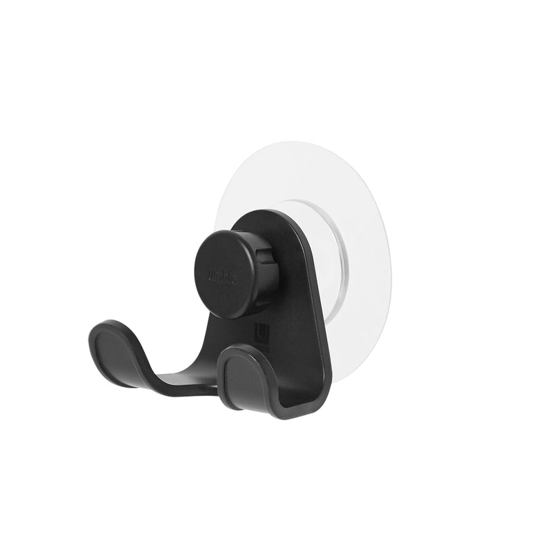 Flex Adhesive Rust-Resistant Double Shower Hook, Black S2N6