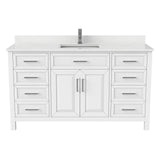 Bathe Terrence Undermount Single Sink Stone Top Bathroom Vanity with Drawer & Cabinet Organizer, White, 60-in J4D4 - product image 1