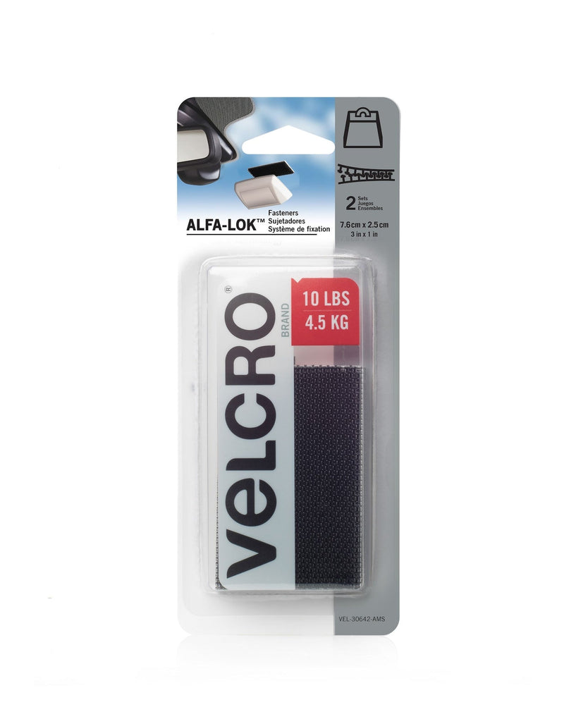 ALFA-LOK Double-Sided Adhesive Fastener Strips, Black, 10-lbs, 2-pk G9R6