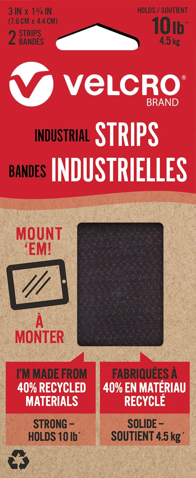 Durable Water-Resistant Eco Industrial Strips, Black, 10-lbs, 3 x 1.7-in, 2-pk N2U2