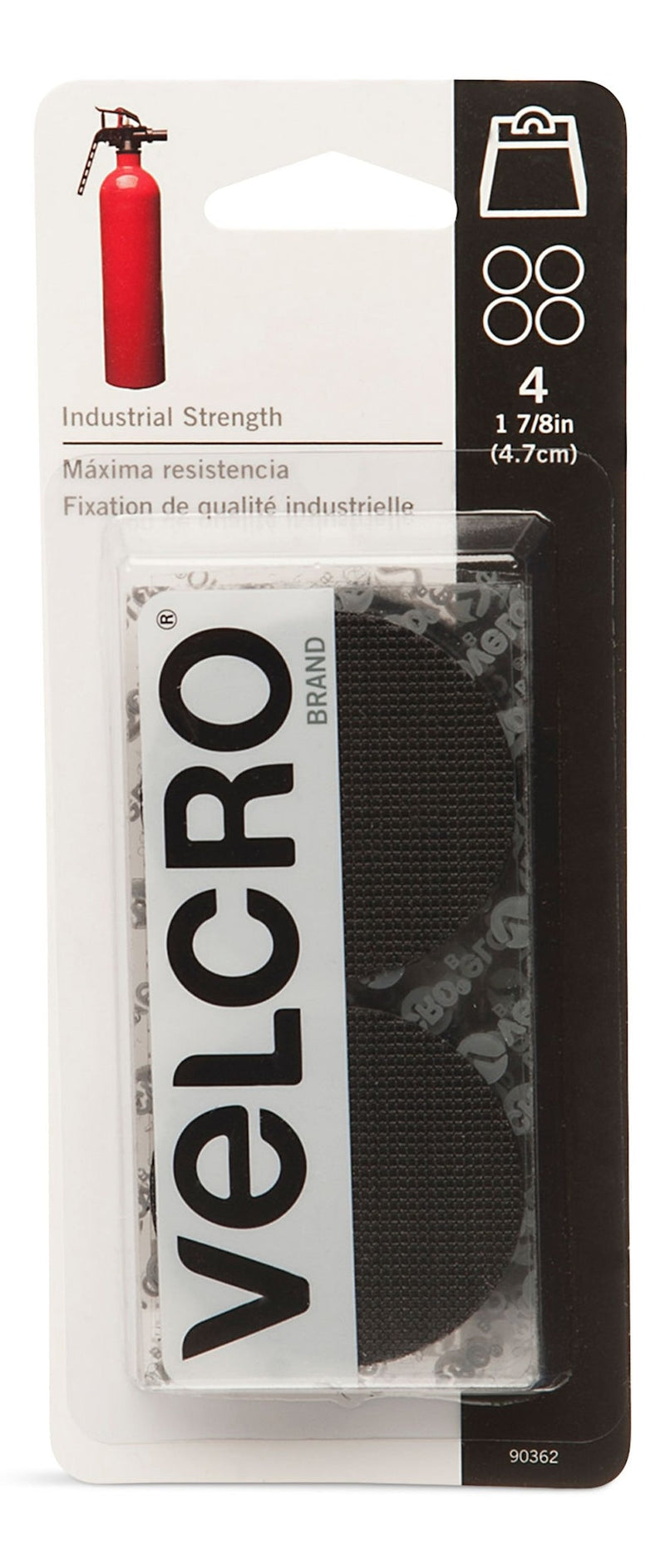Industrial Strength Heavy Duty Adhesive Coins, Black, 7/8-in, 4-pk X7E4