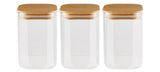 Square Glass Pantry Storage Container Set with Airtight Bamboo Lid, 3 Count E8F8 - product image 1