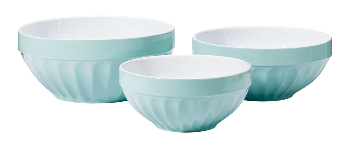 White/Blue Ceramic Mixing Bowl Set, 3-pc G9E5 - product image 1