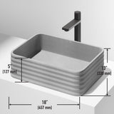 Cadman ConcretoStone 18-in Deep Grey Bathroom Sink/Basin with Rectangular Fluted Vessel A3C5 - product image 3