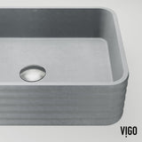Cadman ConcretoStone 18-in Deep Grey Bathroom Sink/Basin with Rectangular Fluted Vessel A3C5 - product image 8