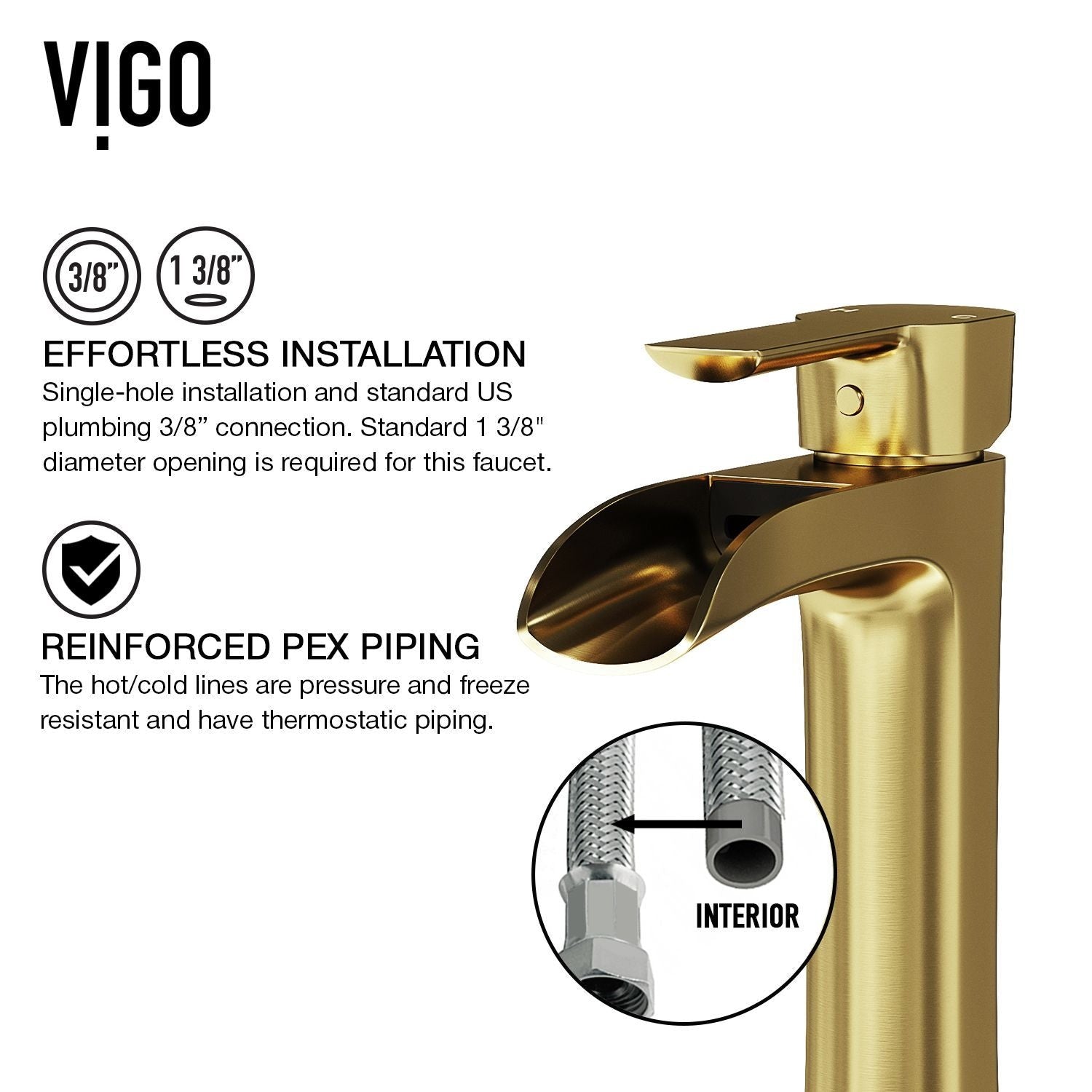 Glass Grey Onyx Bathroom Sink/Basin Set with Matte Gold Niko Faucet and Rectangular Vessel P5G0 - product image 4