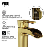 Glass Grey Onyx Bathroom Sink/Basin Set with Matte Gold Niko Faucet and Rectangular Vessel P5G0 - product image 5