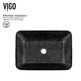 Glass Grey Onyx Bathroom Sink/Basin Set with Matte Gold Niko Faucet and Rectangular Vessel P5G0 - product image 6