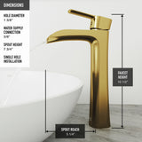 Glass Grey Onyx Bathroom Sink/Basin Set with Matte Gold Niko Faucet and Rectangular Vessel P5G0 - product image 7