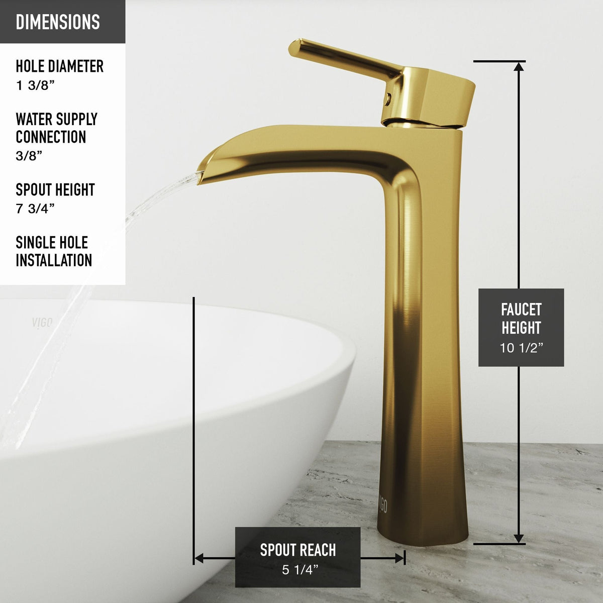 Glass Grey Onyx Bathroom Sink/Basin Set with Matte Gold Niko Faucet and Rectangular Vessel P5G0 - product image 7