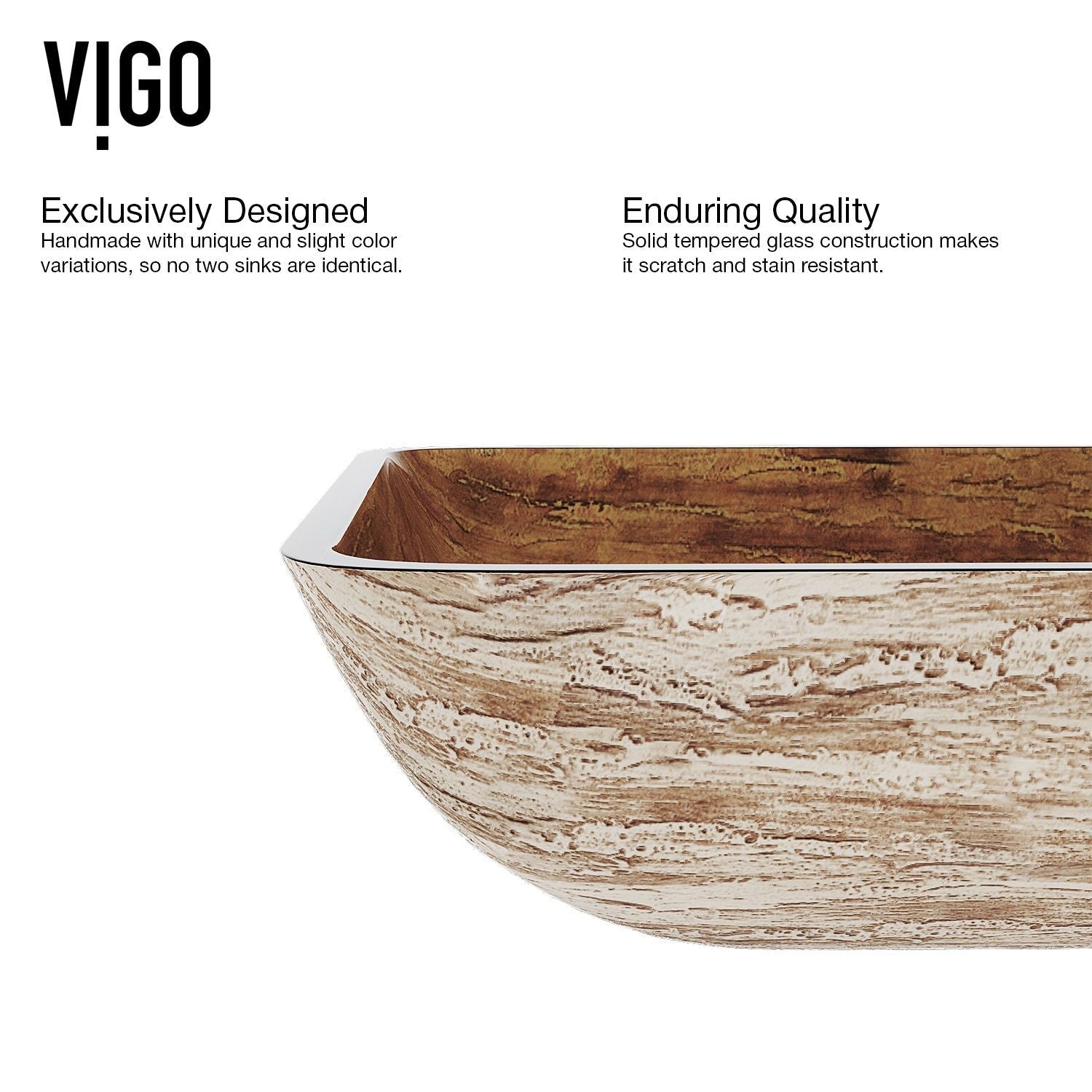 Glass Rectangular Vessel Bathroom Sink/Basin with Rounded Edges & Deep Bowl, Amber Sunset L6E7 - product image 3