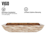 Glass Rectangular Vessel Bathroom Sink/Basin with Rounded Edges & Deep Bowl, Amber Sunset L6E7 - product image 5