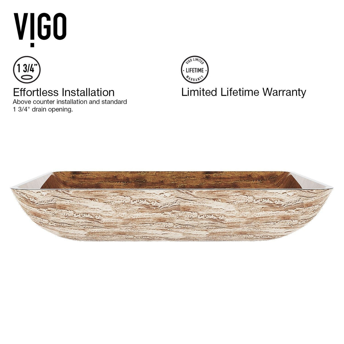 Glass Rectangular Vessel Bathroom Sink/Basin with Rounded Edges & Deep Bowl, Amber Sunset L6E7 - product image 5