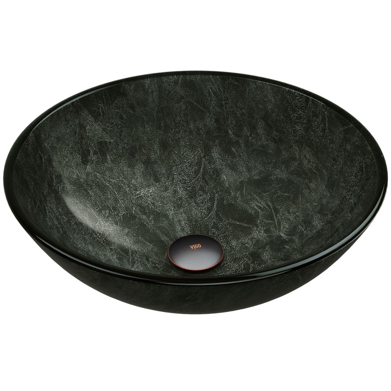 Glass Round Vessel Bathroom Sink/Basin with Deep Bowl, Gray Q9A0