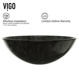Glass Round Vessel Bathroom Sink/Basin with Deep Bowl, Gray Q9A0 - product image 3