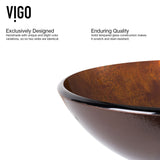 Glass Russet Brown Bathroom Sink/Basin Set with Linus Faucet and Round Vessel T6J2 - product image 8