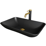 Hadyn MatteShell Matte Black Bathroom Sink/Basin Set with Lexington Faucet and Rectangular Vessel I9B0 - product image 1