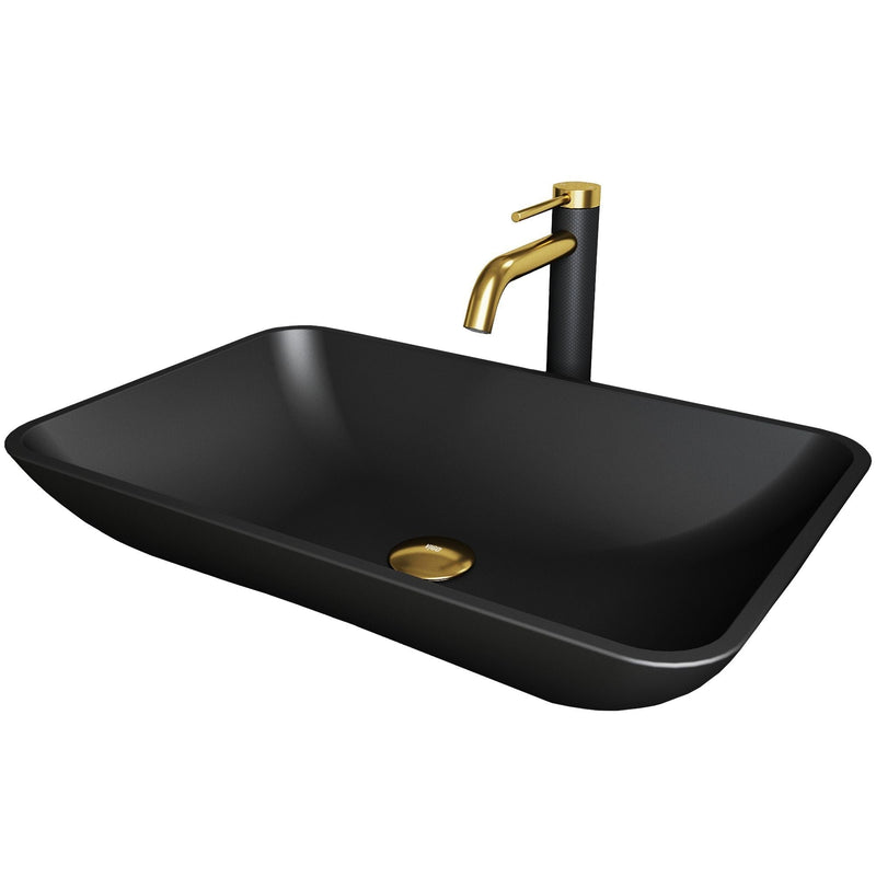 Hadyn MatteShell Matte Black Bathroom Sink/Basin Set with Lexington Faucet and Rectangular Vessel I9B0