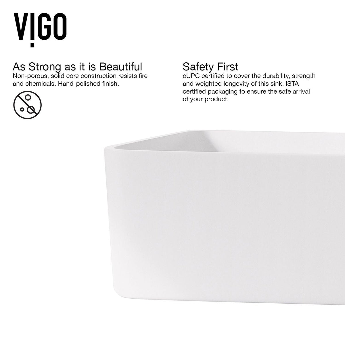 Jasmine MatteStone White Bathroom Sink/Basin Set with Olus Wall Mount Faucet and Rectangular Composite Vessel H6J2 - product image 4